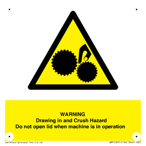 Warning Drawing in and Crush Hazard